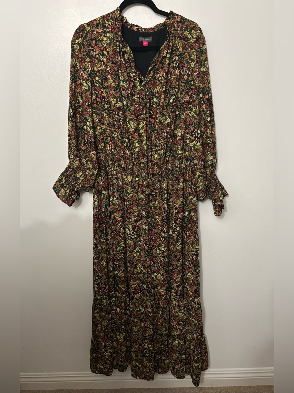 Vince Camuto Olive and Rust Floral Maxi Dress Size 1x